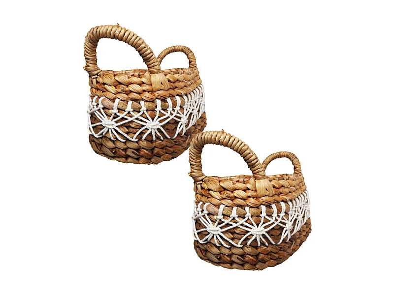 Lot 2 paniers ovales 31 cm tressés jacinthe d’eau avec anses – CORAL