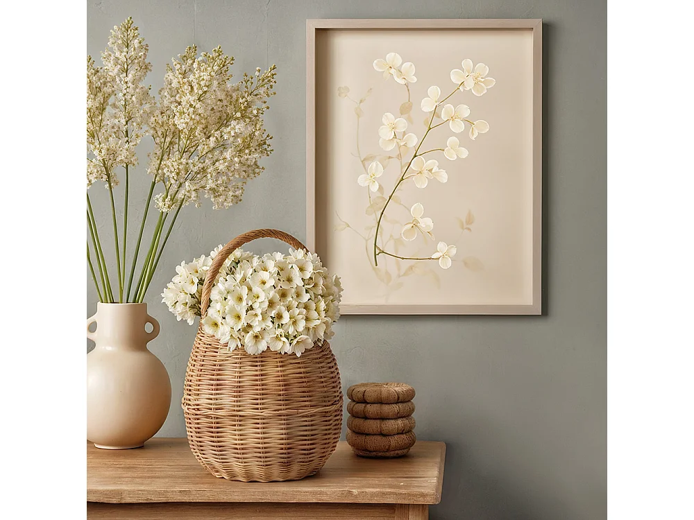 Panier en rotin avec poignée - 33x22CM - Vernu Naturel