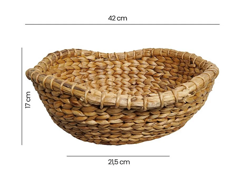 Lot de 2 paniers ronds corbeille 42 cm tissés en jacinthe d'eau – COVE