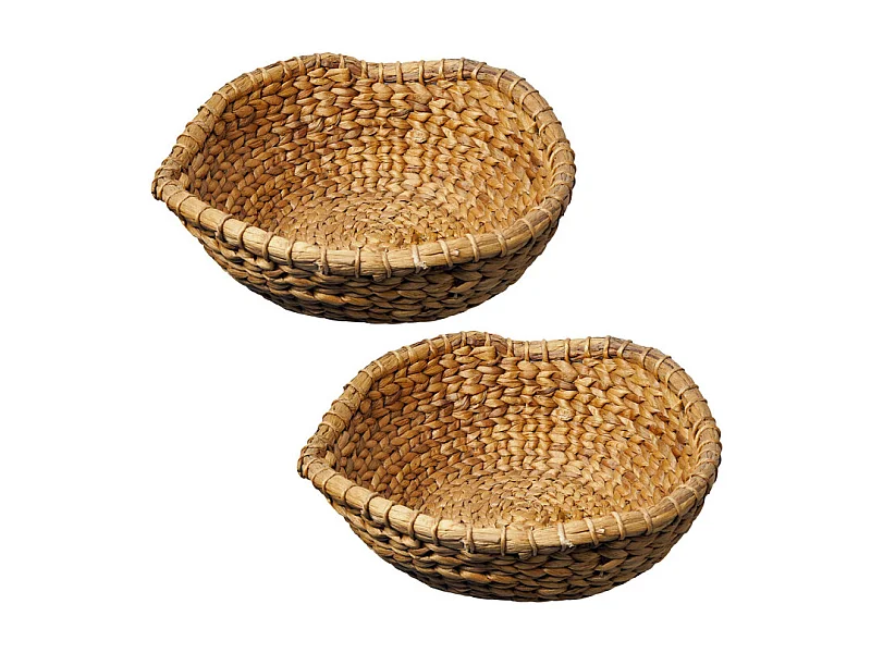 Lot de 2 paniers ronds corbeille 42 cm tissés en jacinthe d'eau – COVE