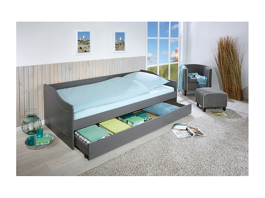 Lit Banquette Enfant "Malta" 90x200cm Gris