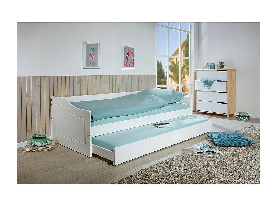 Lit Banquette Enfant "Malta" 90x200cm Blanc