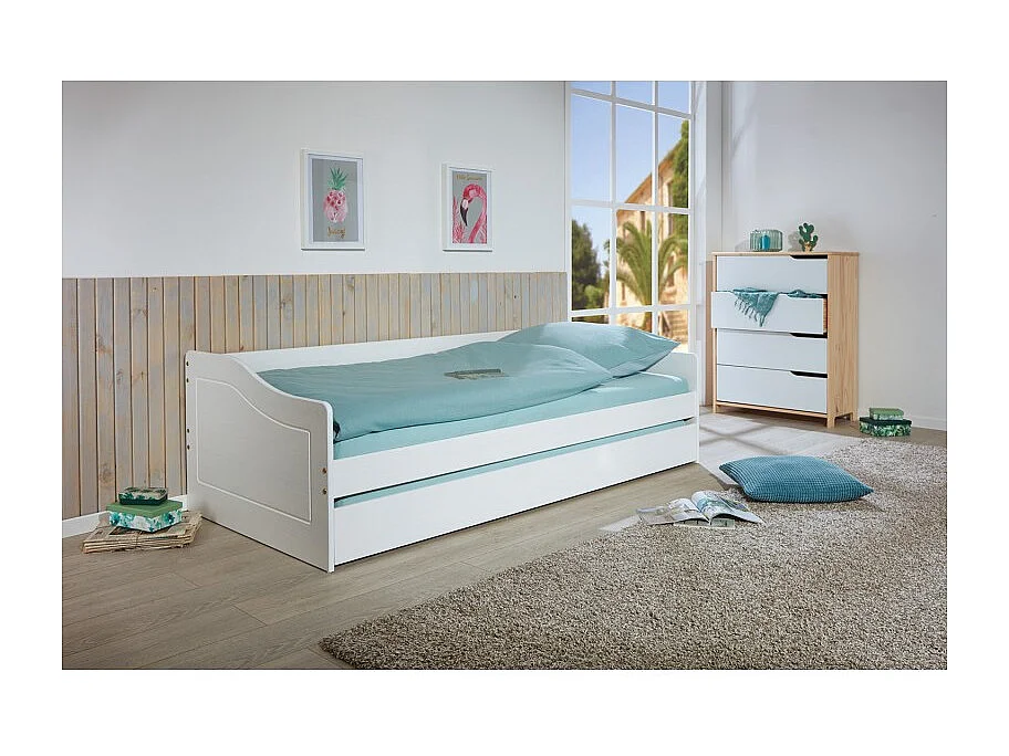 Lit Banquette Enfant "Malta" 90x200cm Blanc