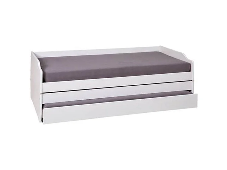 Lit Banquette Enfant Bois "Axel" 90x200cm Blanc