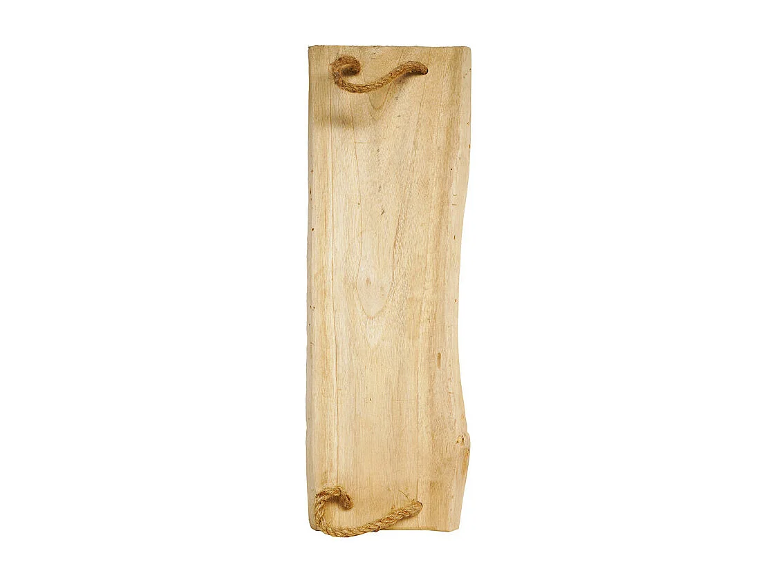 Plateau apéro 37 cm en bois de teck blanchi et poignées corde – HALEY