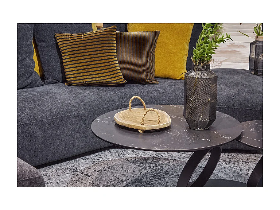 Plateau apéro 31 cm en bois de teck brut et poignées corde – PEYTON