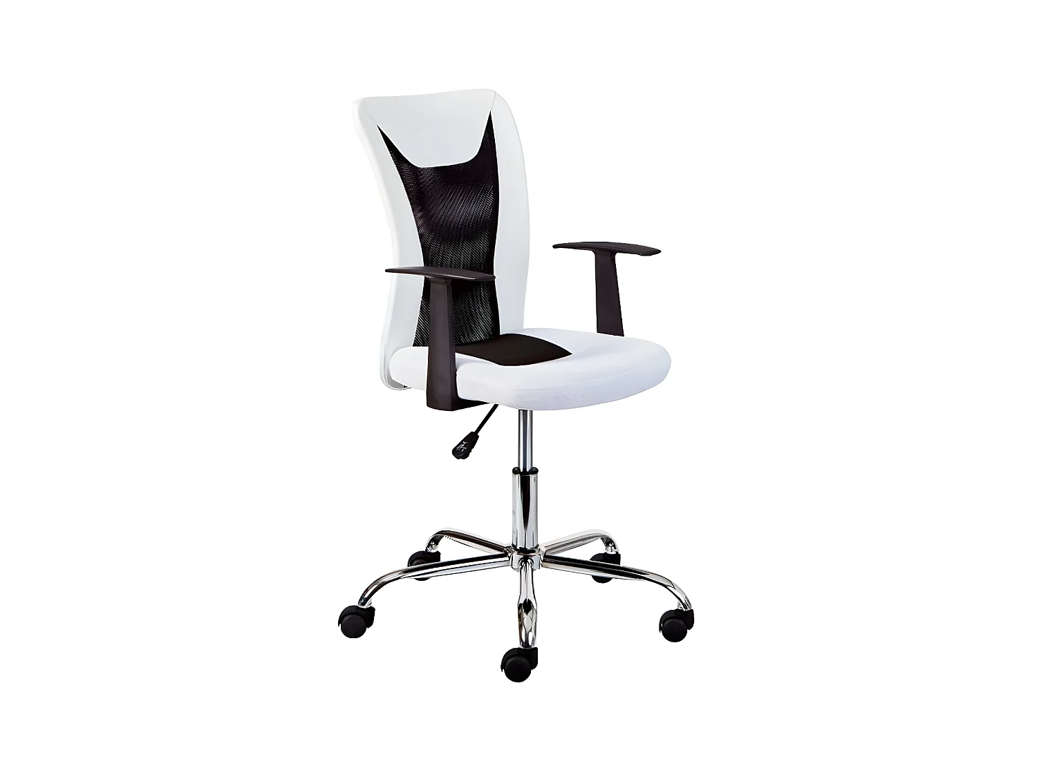 Chaise de bureau à roulettes Donny - l 48 x P 55 x H 89-99 cm - Blanc