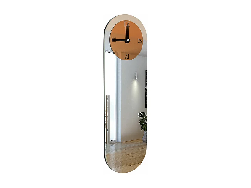 Horloge murale design silencieuse - 100x32cm - Grande pendule en miroir - Montre chiffre romain moderne