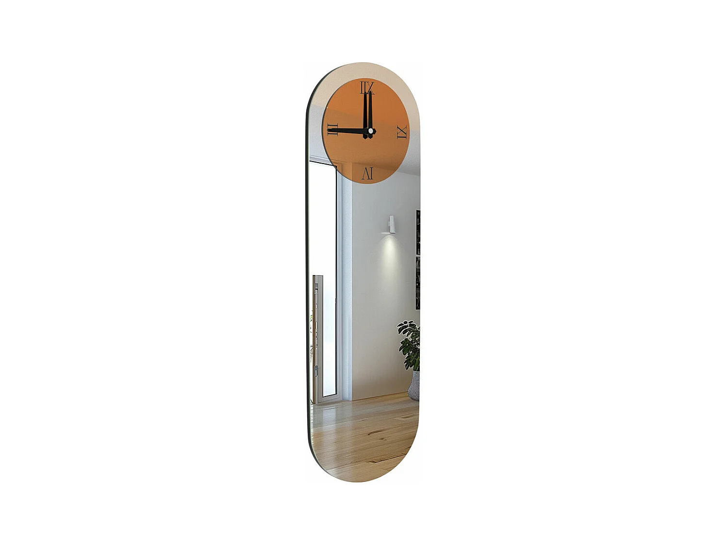 Horloge murale design silencieuse - 100x32cm - Grande pendule en miroir - Montre chiffre romain moderne