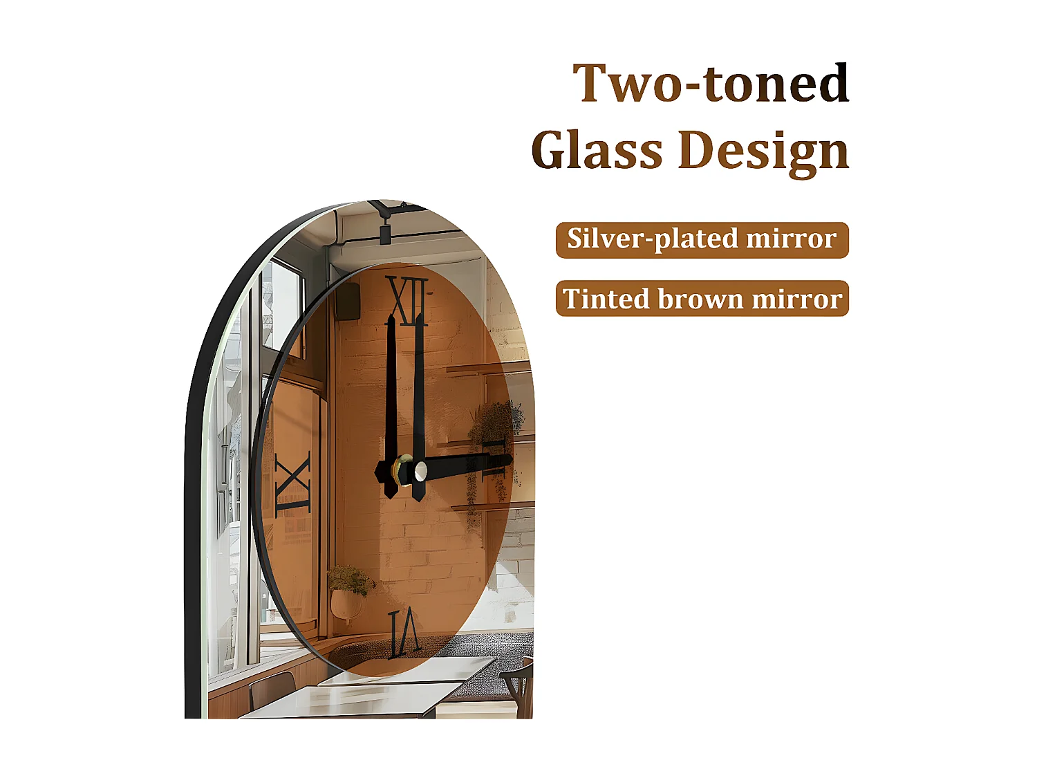 Horloge murale design silencieuse - 100x32cm - Grande pendule en miroir - Montre chiffre romain moderne