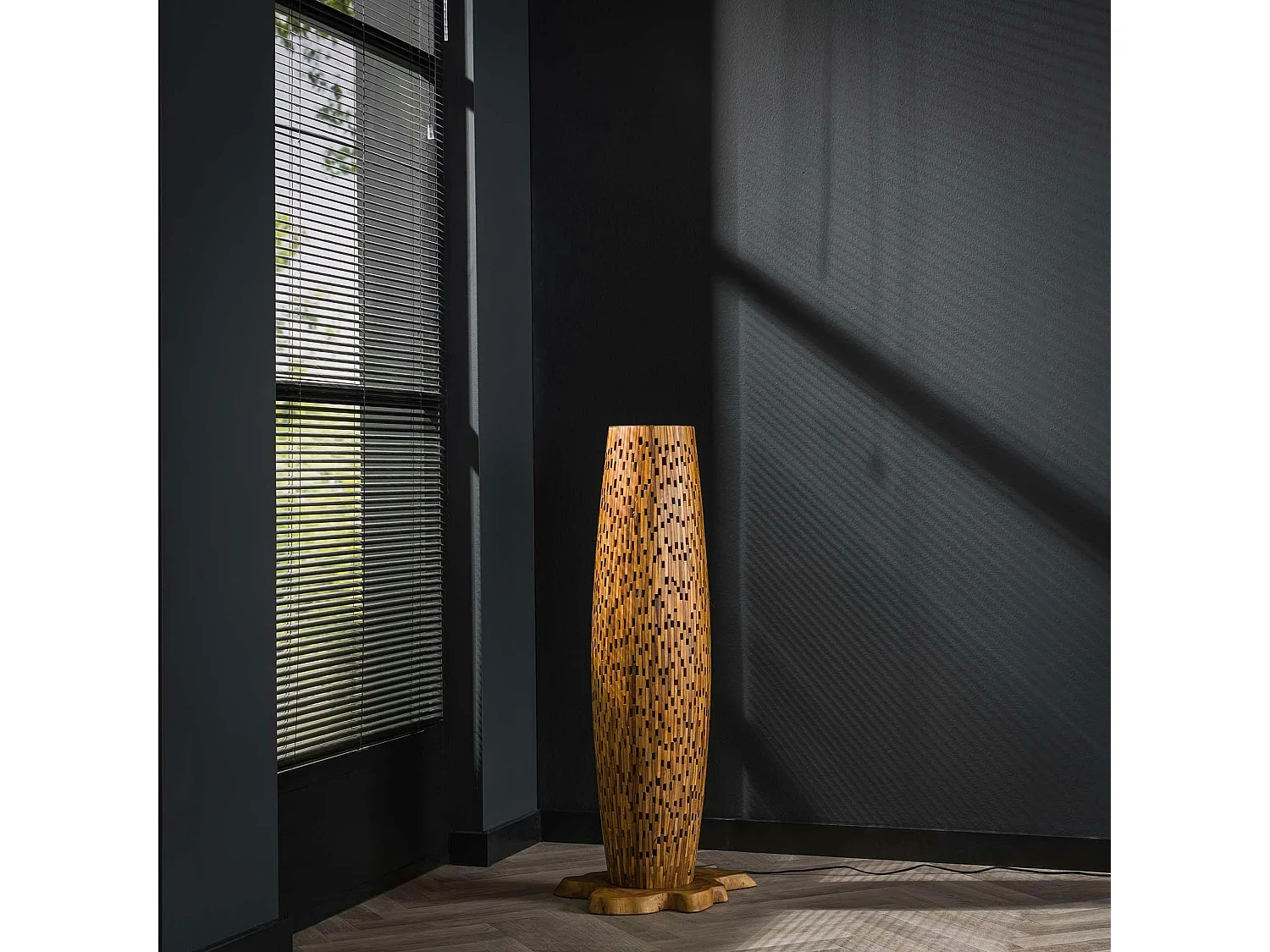 Lampadaire en bois de teck recyclé 104 cm JAVA