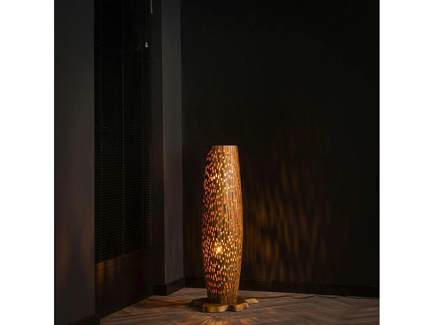 Lampadaire en bois de teck recyclé 104 cm JAVA