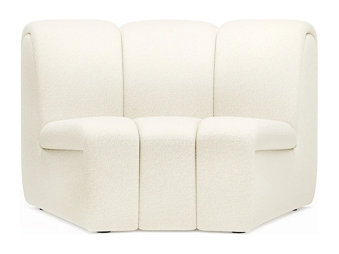 Canapé Module Courbé - Revêtu de Tissu Bouclé - Herridon Blanc
