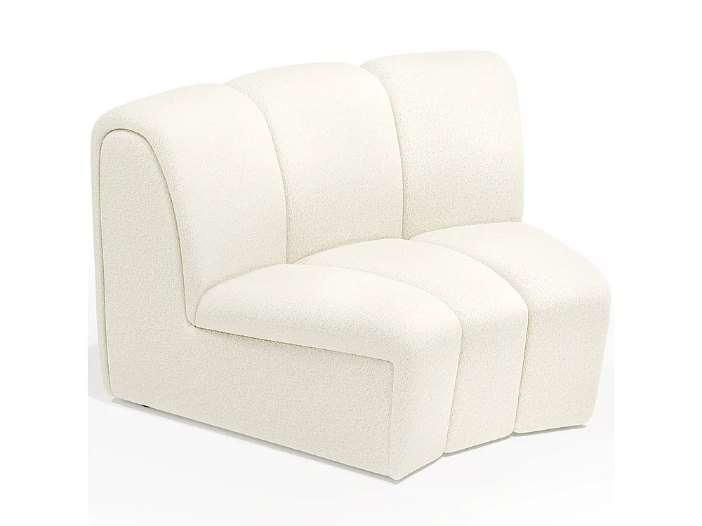 Canapé Module Courbé - Revêtu de Tissu Bouclé - Herridon Blanc