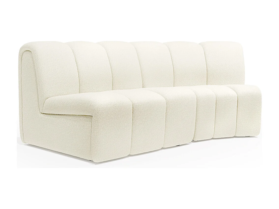 Canapé Module Courbé - Revêtu de Tissu Bouclé - Herridon Blanc