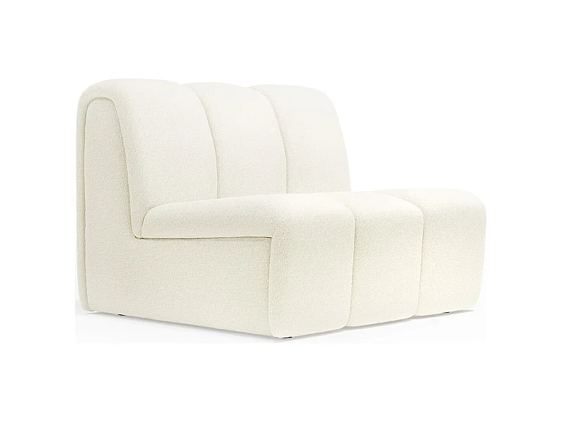 Canapé Module Droit - Revêtu de Tissu Bouclé - Herridon Blanc