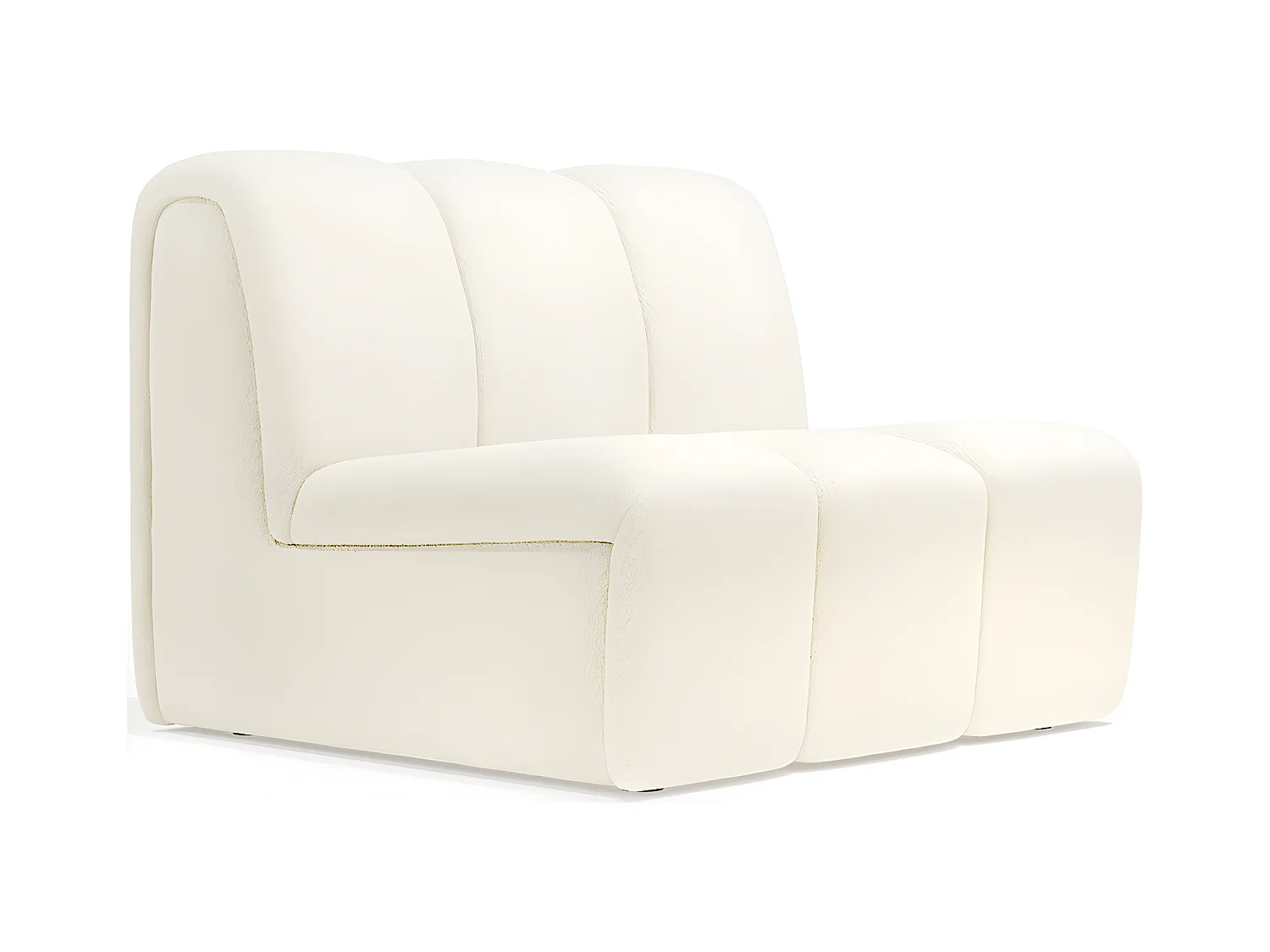 Canapé Module Droit - Revêtu de Tissu Bouclé - Herridon Blanc