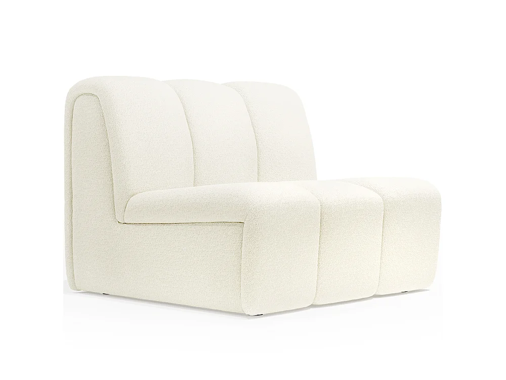 Canapé Module Droit - Revêtu de Tissu Bouclé - Herridon Blanc