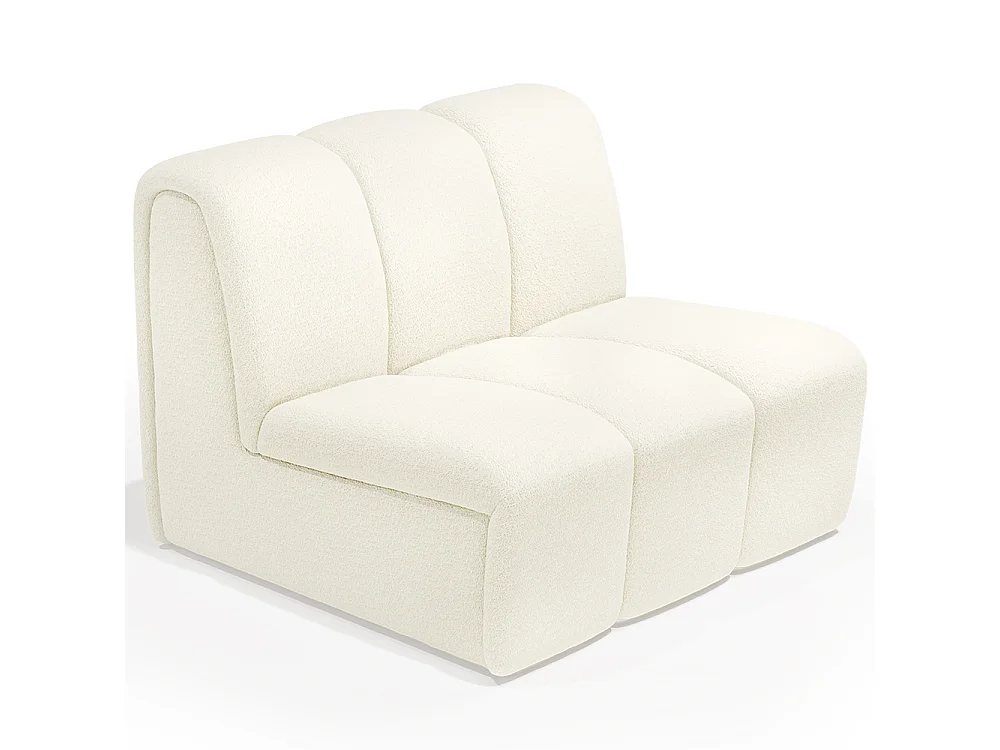 Canapé Module Droit - Revêtu de Tissu Bouclé - Herridon Blanc