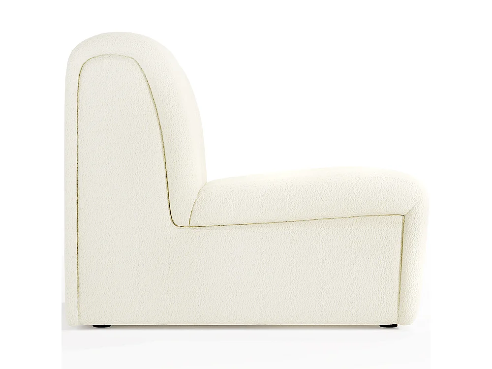 Canapé Module Droit - Revêtu de Tissu Bouclé - Herridon Blanc