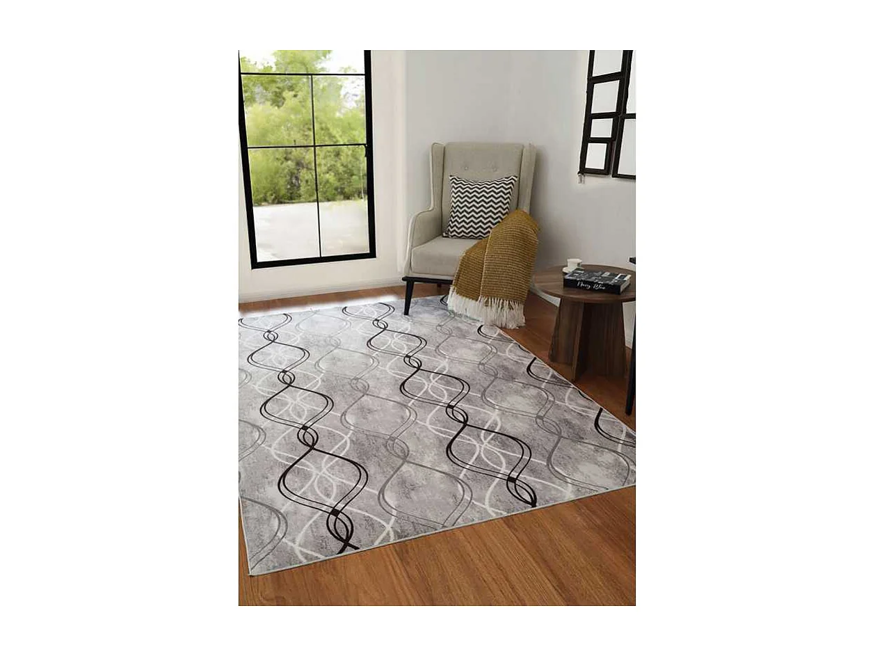 Tapis lavable à motifs gris - SOFT 39 Gris 160*230