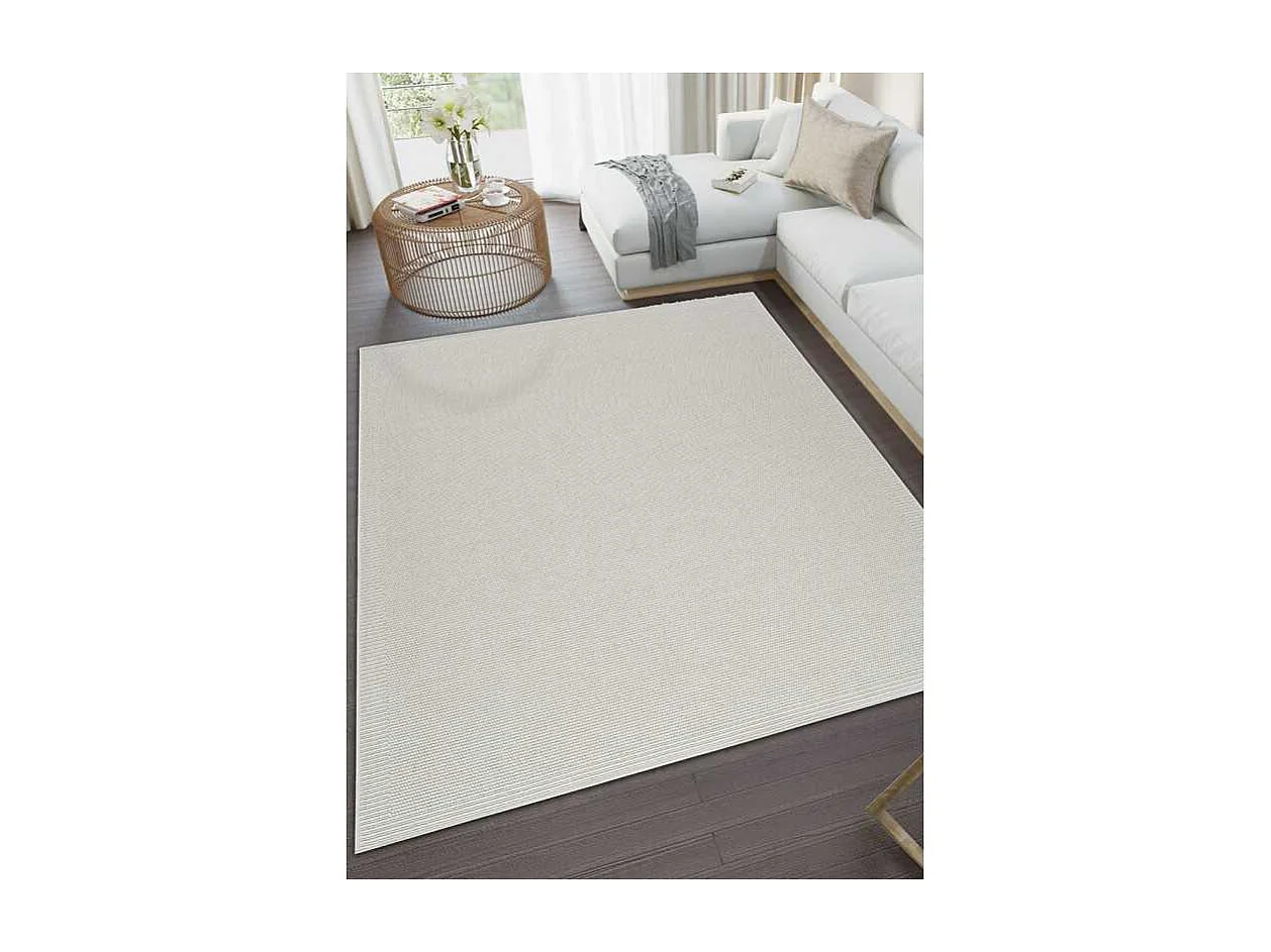 Tapis extérieur effet intérieur jute crème - KENZY 20 Crème 120*170