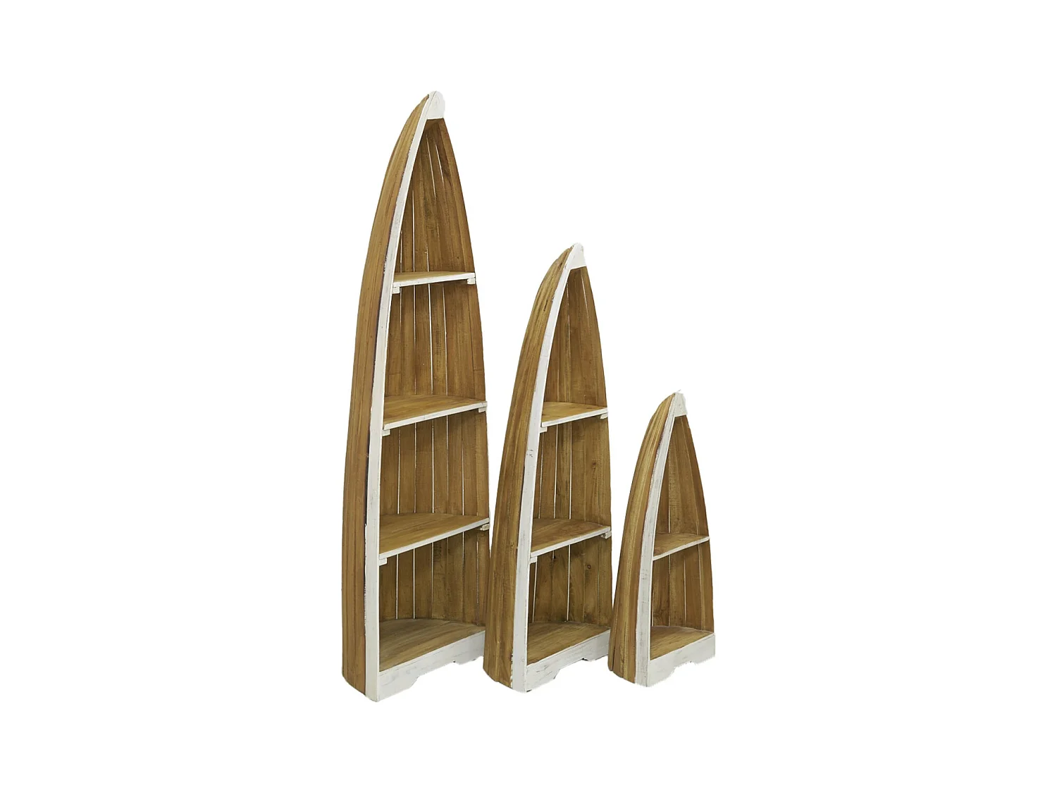 Étagère en acajou Barque Lot de 3