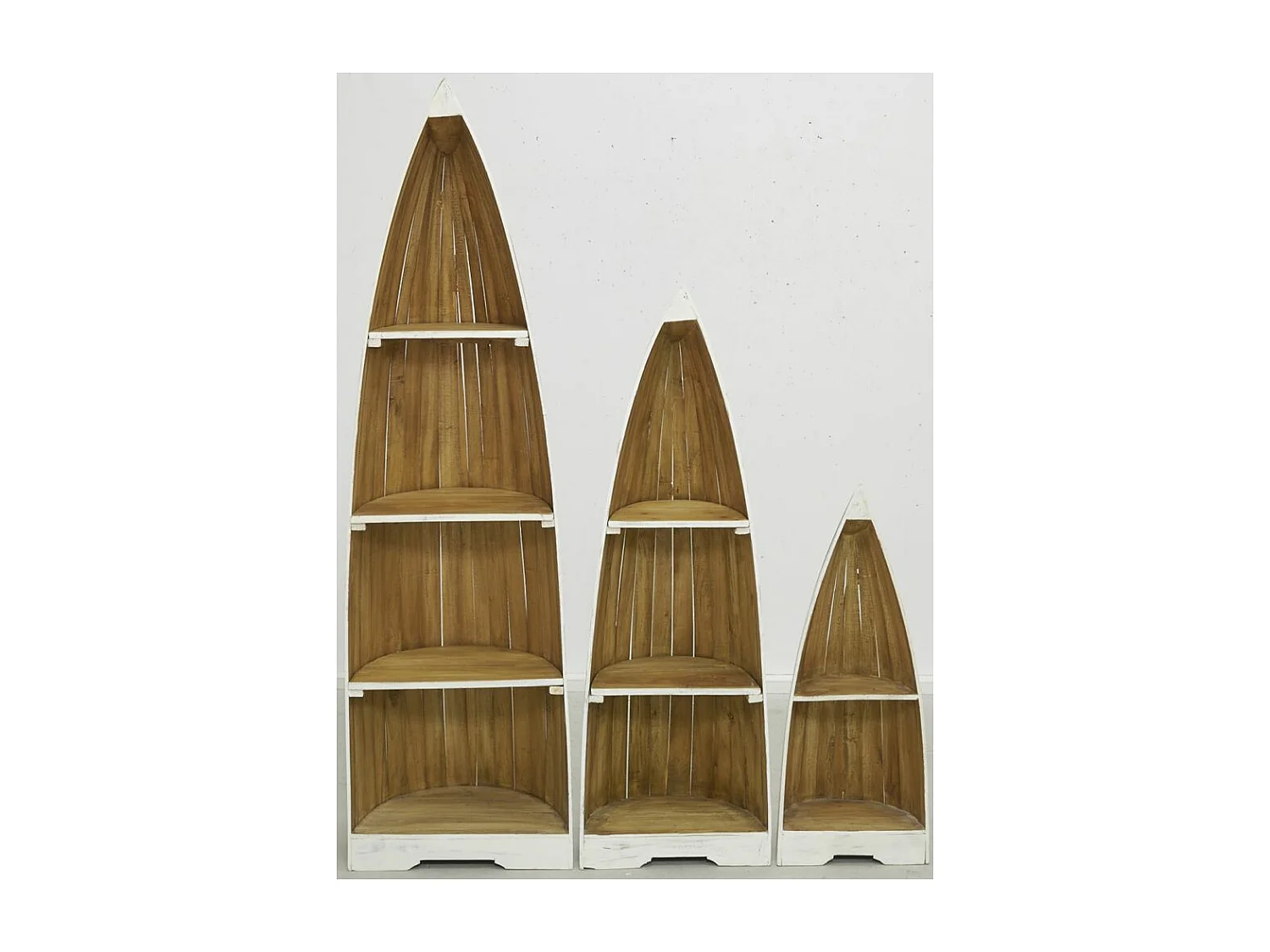 Étagère en acajou Barque Lot de 3