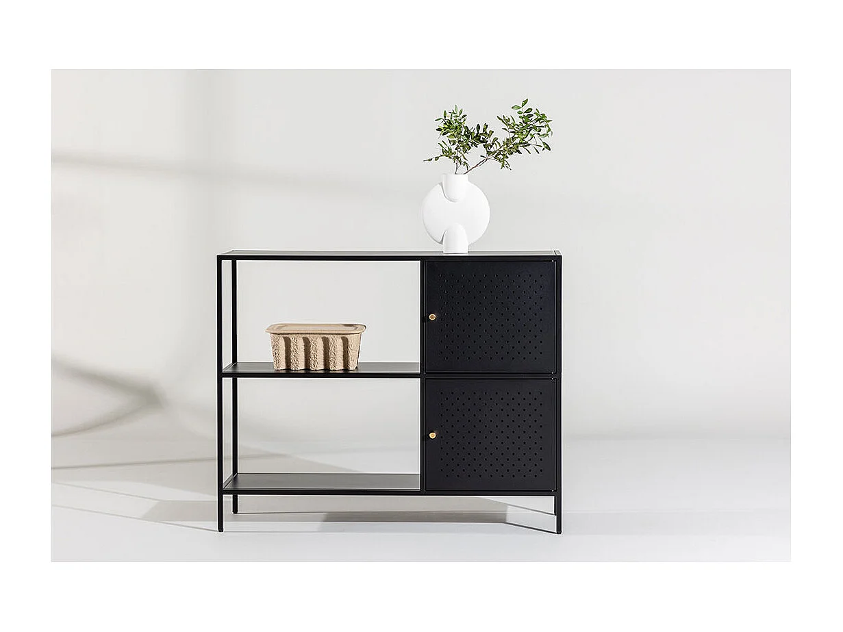 Salta dressoir 2 deuren, 2 planken zwart.