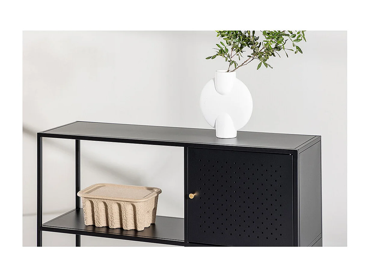 Salta dressoir 2 deuren, 2 planken zwart.