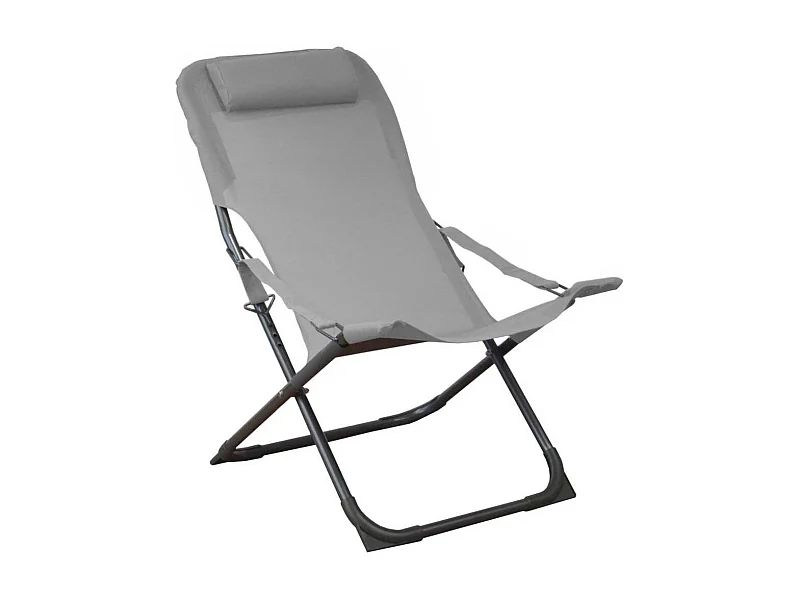 Chaise relax en acier et toile Easy Perle