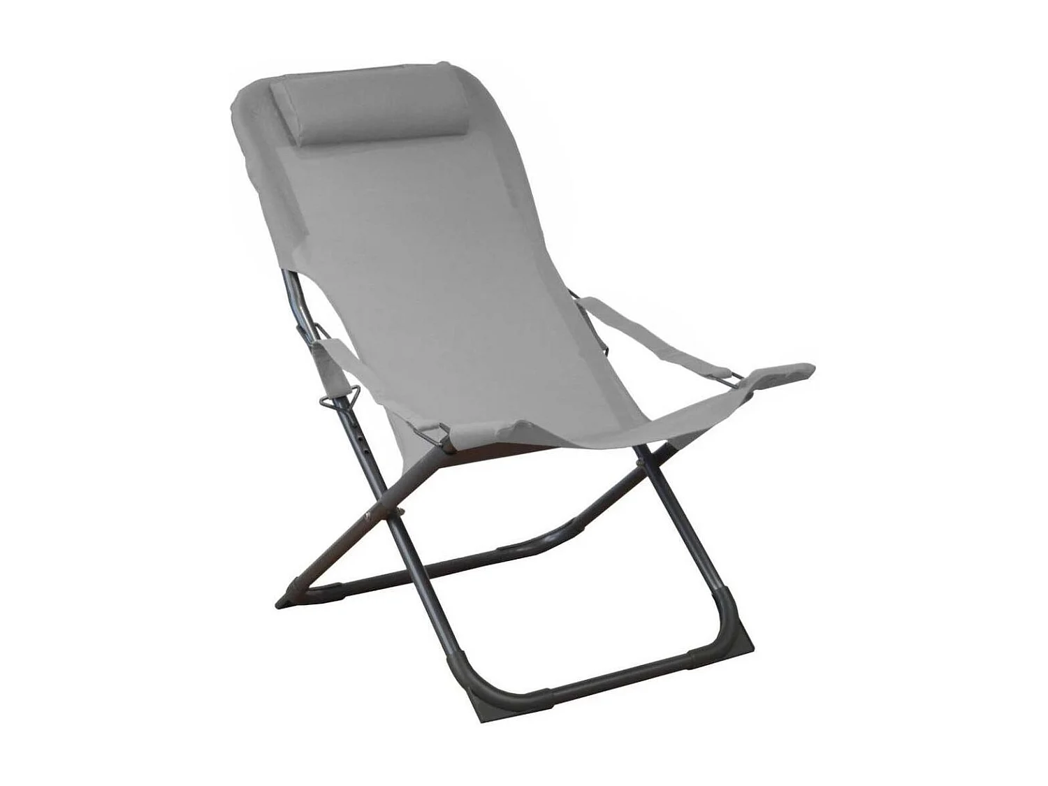 Chaise relax en acier et toile Easy Perle