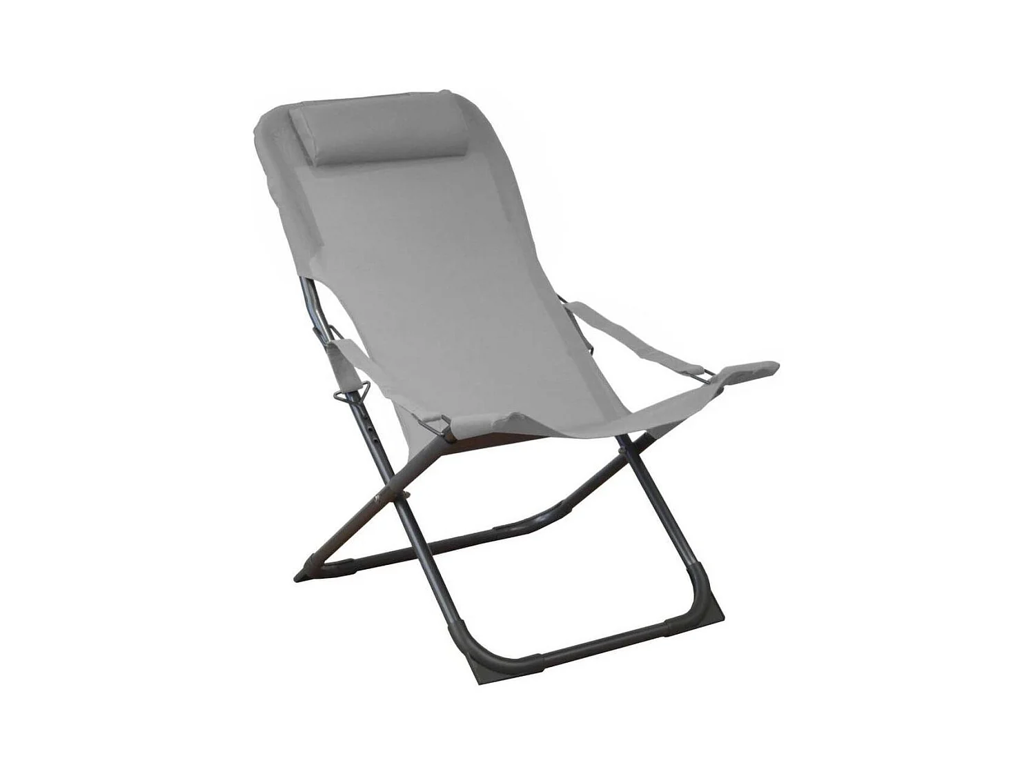 Chaise relax en acier et toile Easy Perle