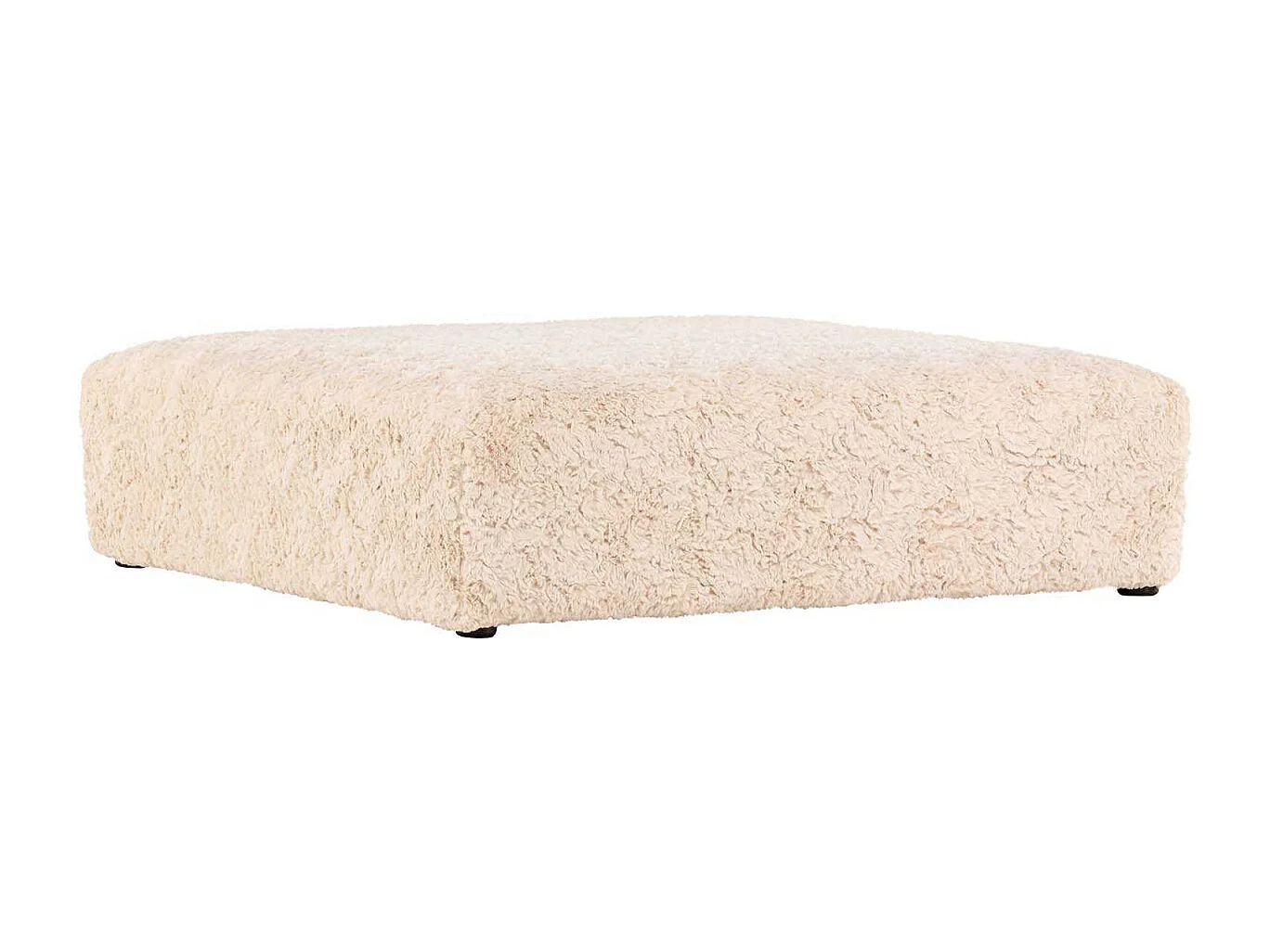 Pouf XL Effet Fourrure "Frankie" 100cm Beige