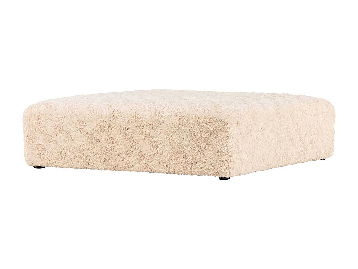 Pouf XL Effet Fourrure "Frankie" 100cm Beige