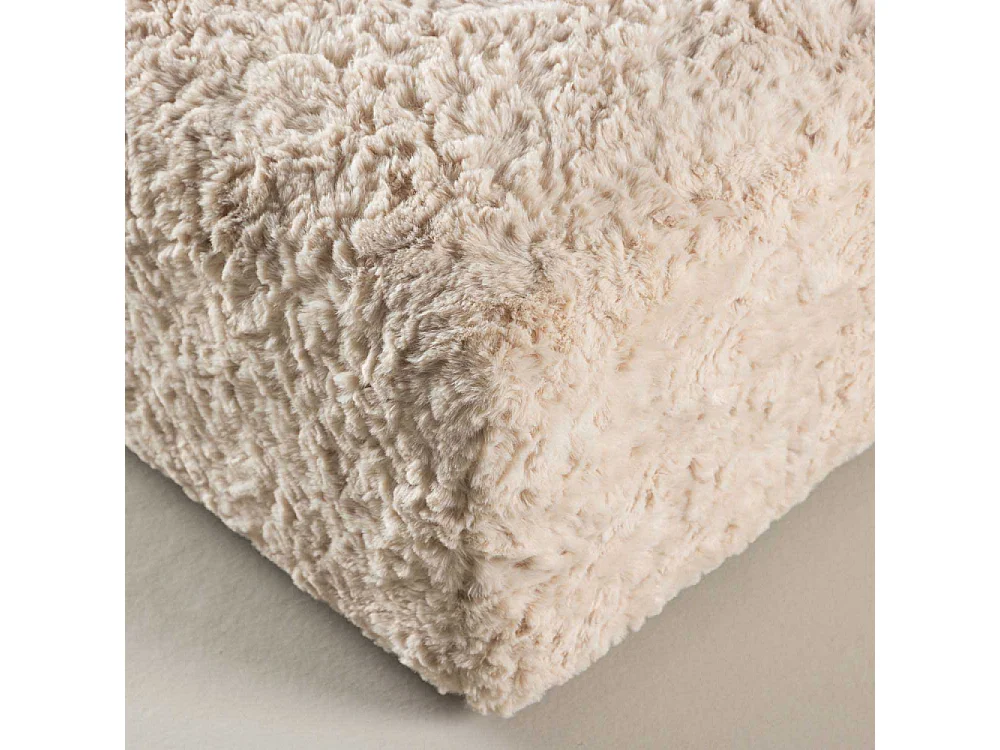 Pouf XL Effet Fourrure "Frankie" 100cm Beige