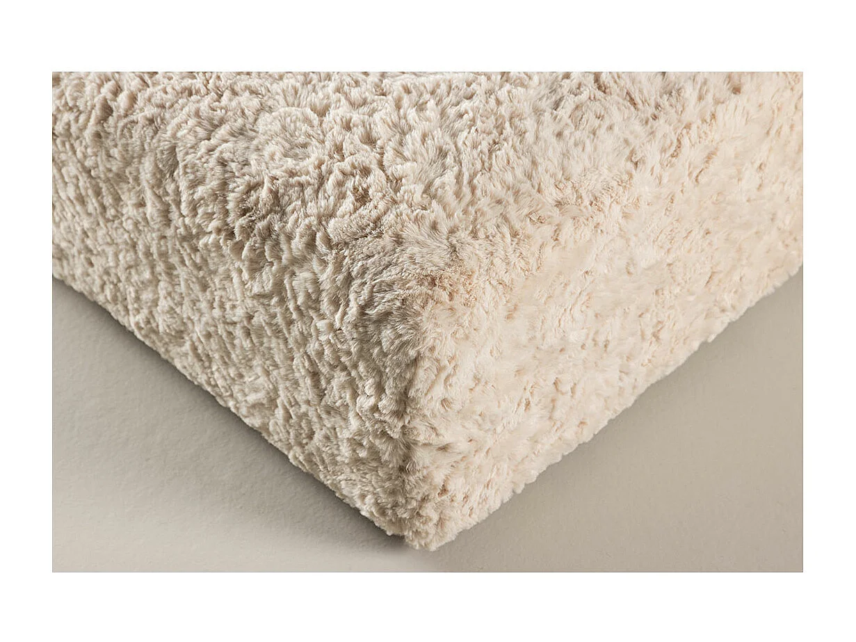 Pouf XL Effet Fourrure "Frankie" 100cm Beige