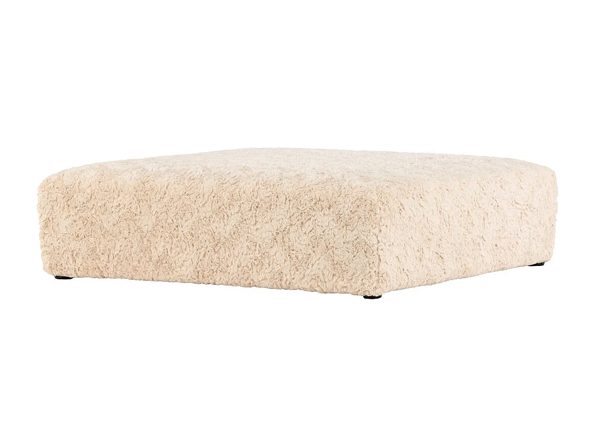 Pouf XL Effet Fourrure "Frankie" 100cm Beige