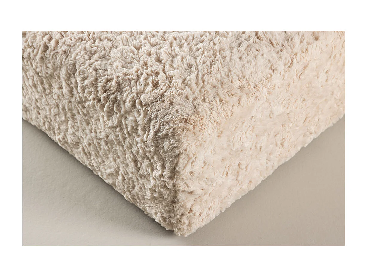 Pouf XL Effet Fourrure "Frankie" 100cm Beige