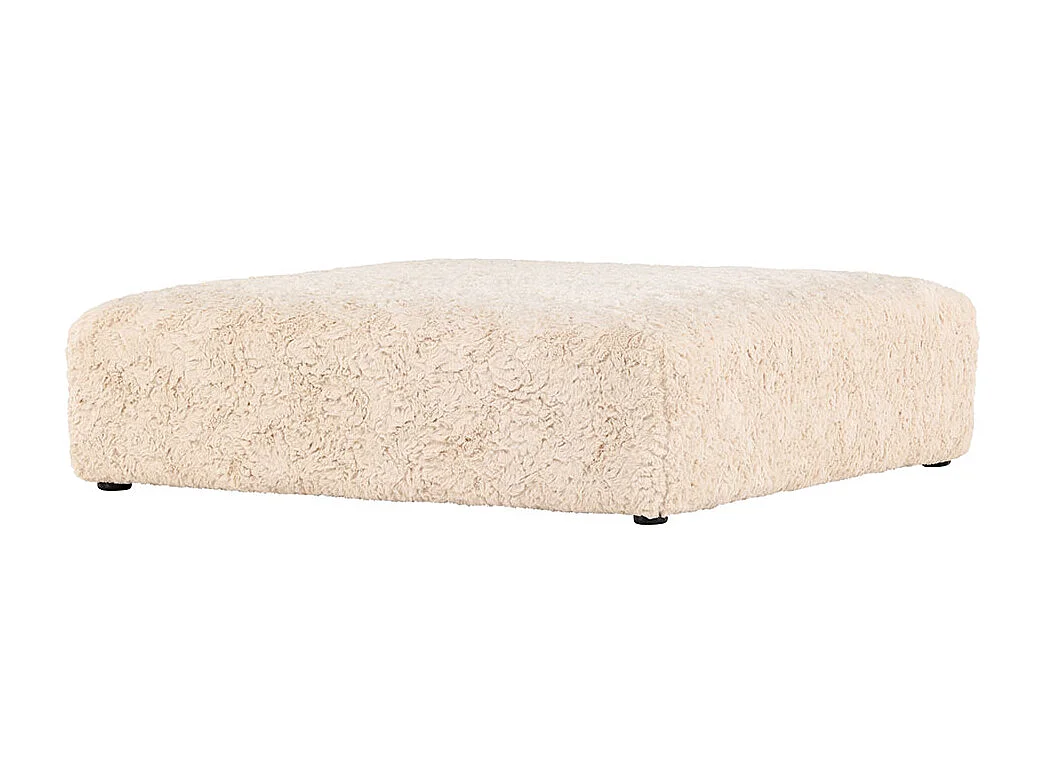 Pouf XL Effet Fourrure "Frankie" 100cm Beige