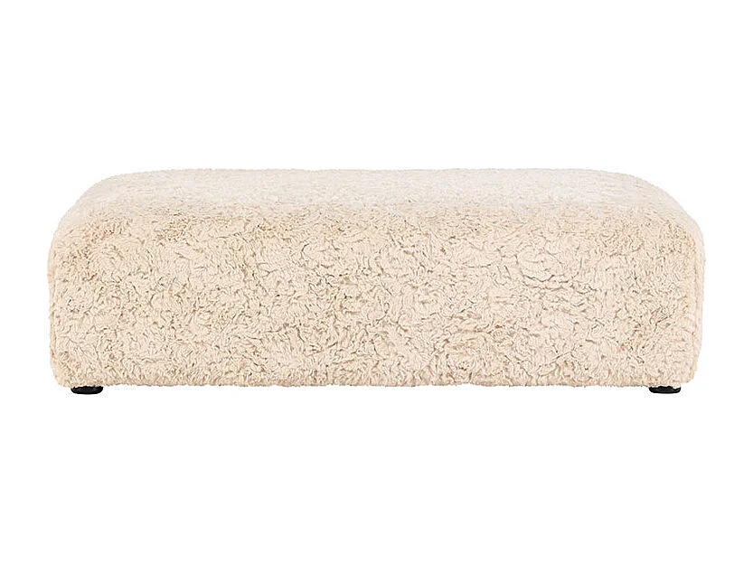Pouf XL Effet Fourrure "Frankie" 100cm Beige