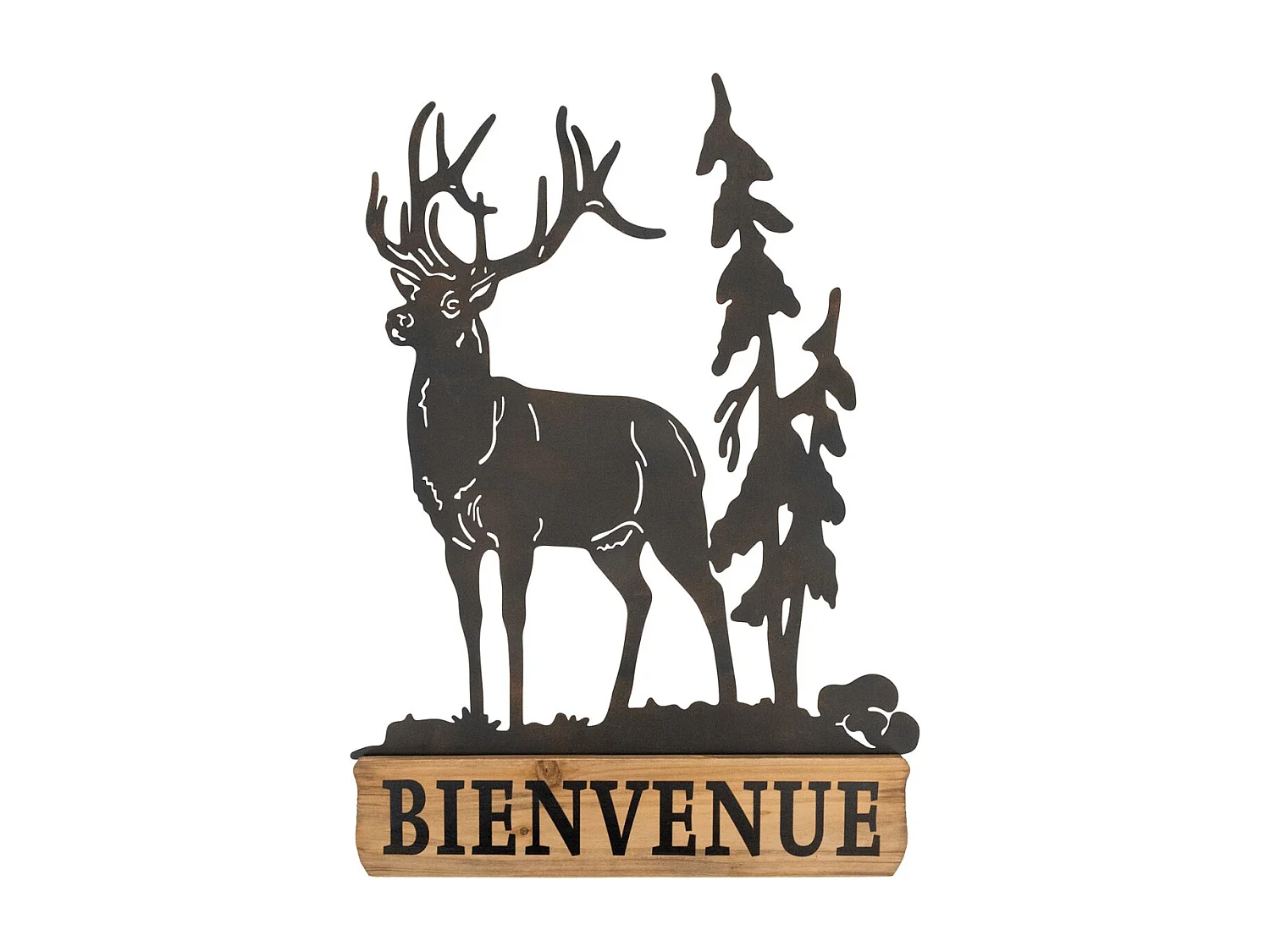 Décoration murale en métal Cerf Bienvenue
