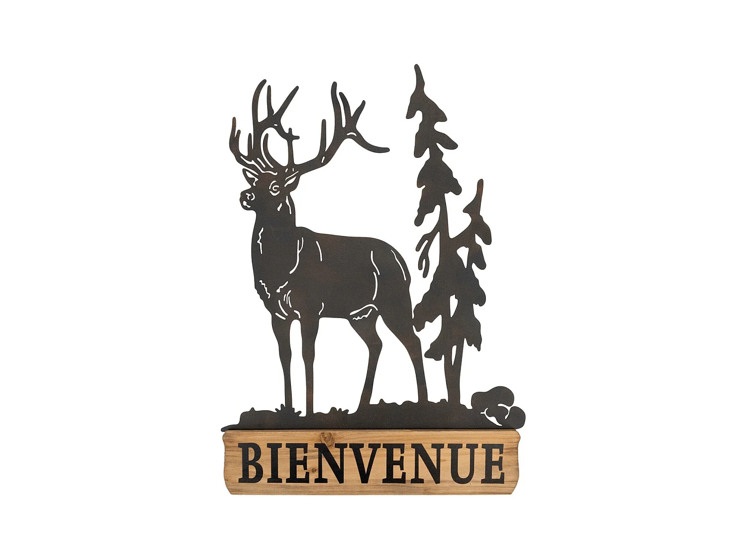Décoration murale en métal Cerf Bienvenue