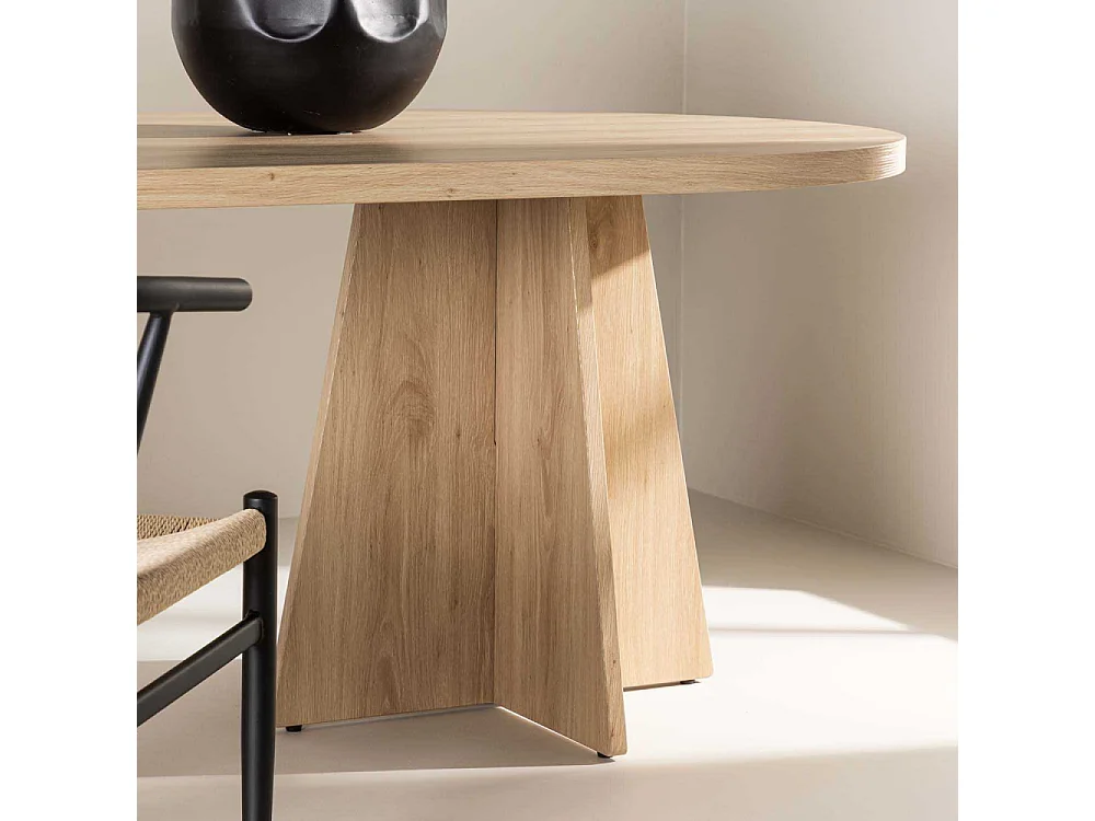 Bootcut eetkamertafel ovaal 115x230 cm whitewash.