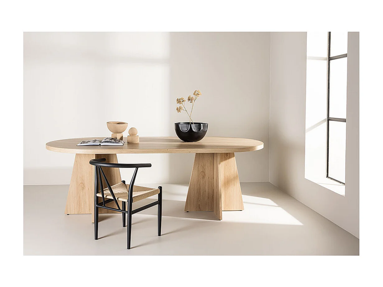 Bootcut table de salle à manger ovale 115x230 cm whitewash.