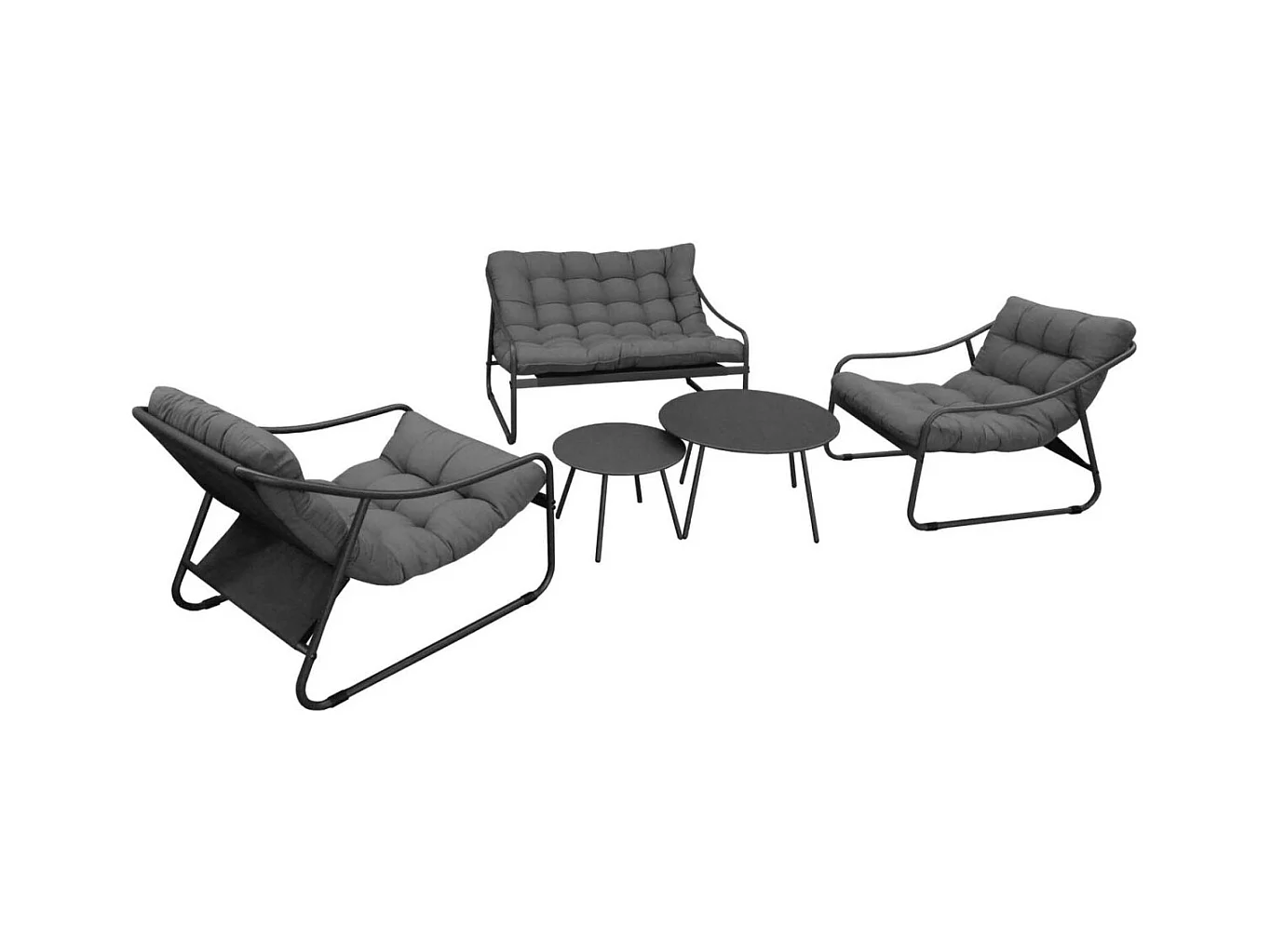 Salon de jardin en aluminium Bord'eau Graphite et gris