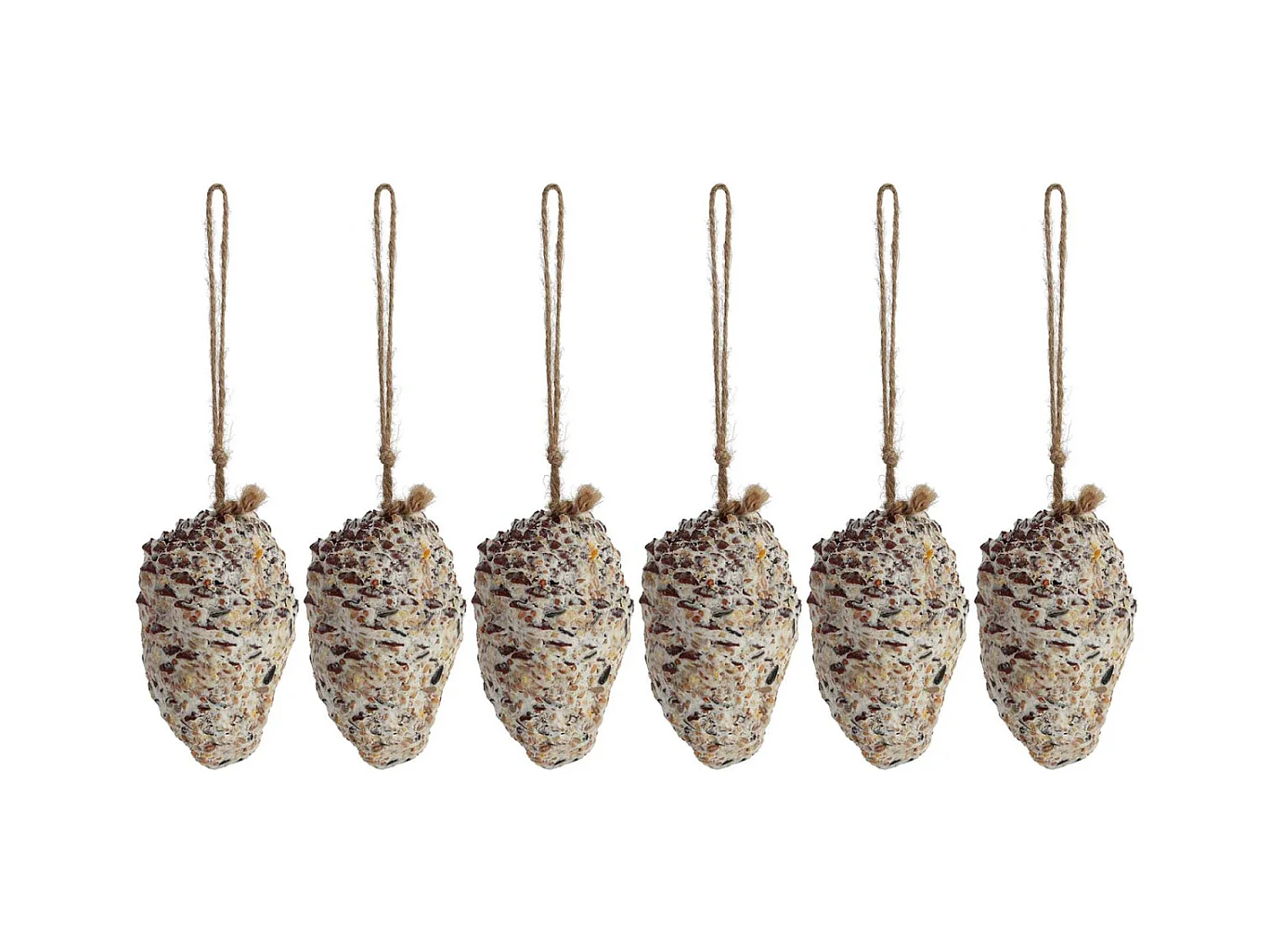 Pomme de pin fourrée de graines et graisse pour oiseaux Lot de 6