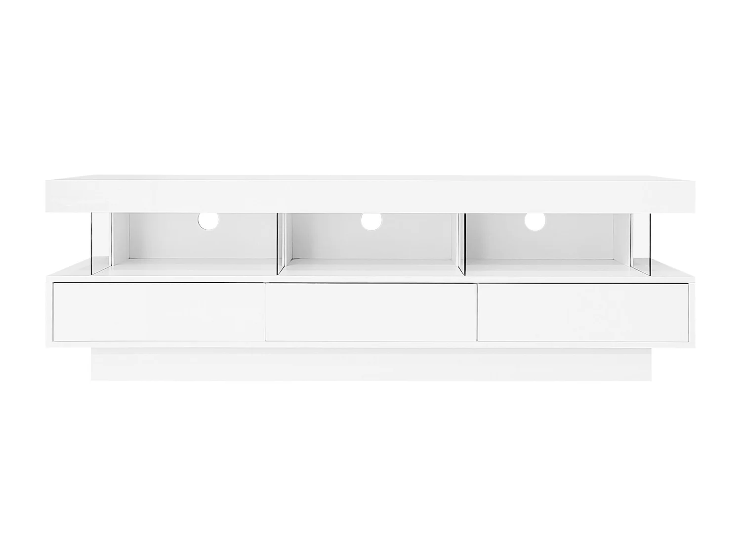 Mobile TV 160 cm con LED - 3 vani in vetro - Controllo tramite APP - adatto per TV 70" - Bianco