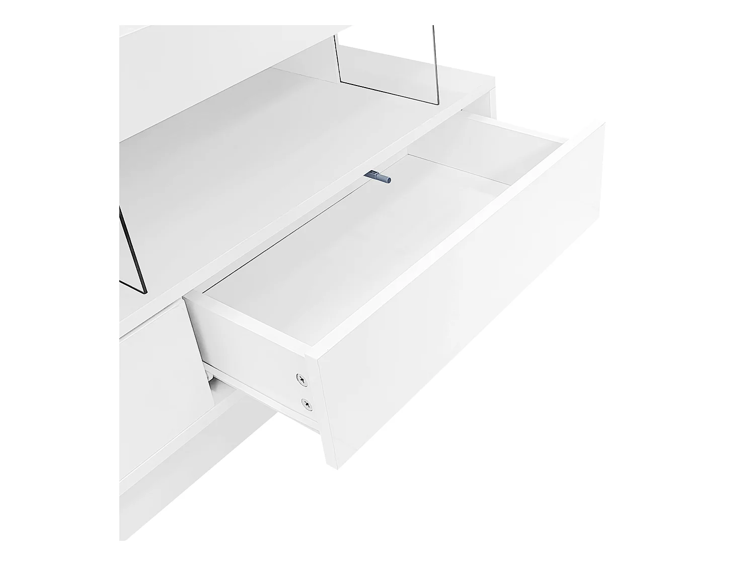 Meuble TV 160cm avec LED - 3 compartiments en verre - contrôlé par APP - adapté pour TV 70" - Blanc