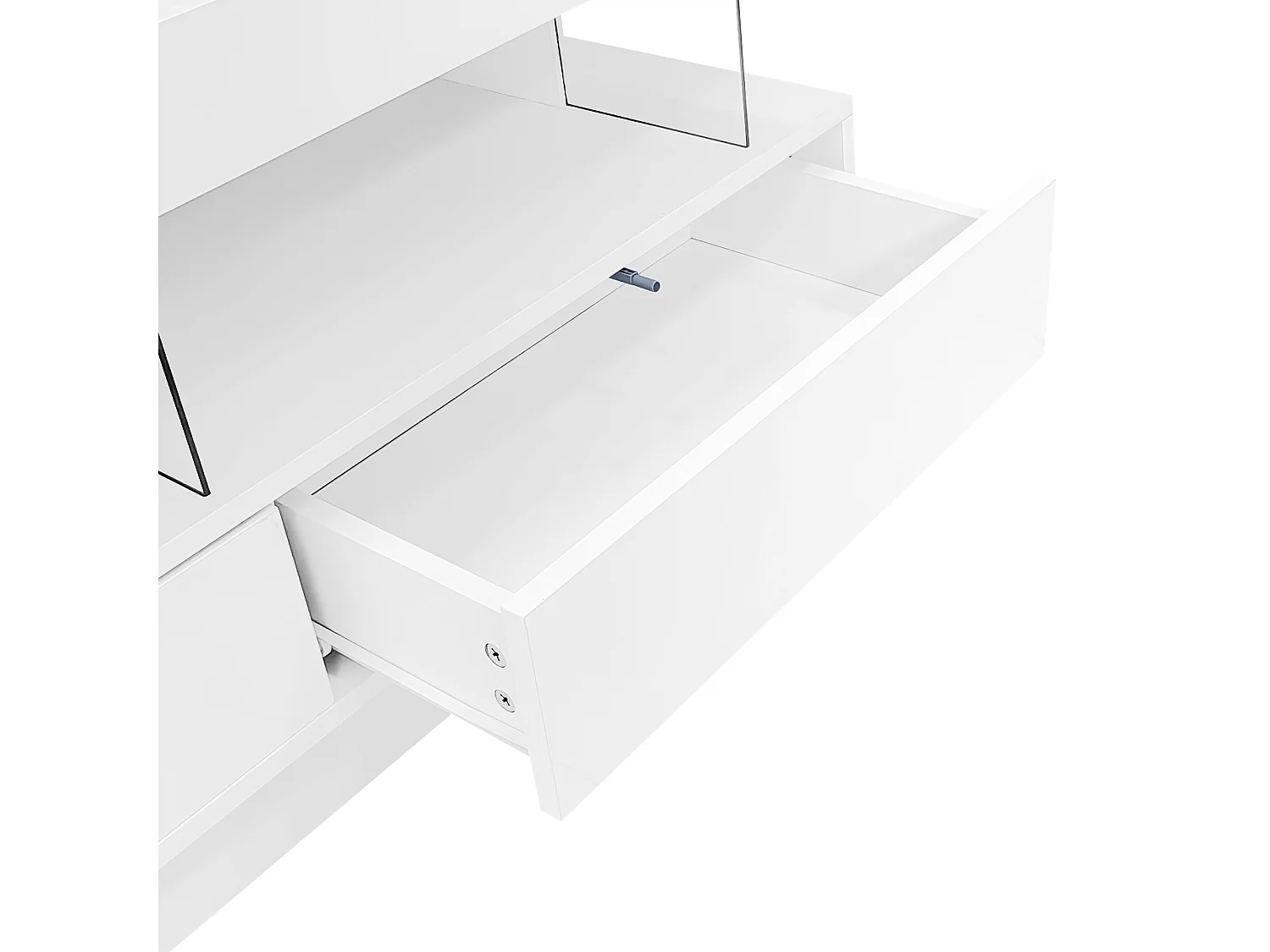 Meuble TV 160cm avec LED - 3 compartiments en verre - contrôlé par APP - adapté pour TV 70" - Blanc